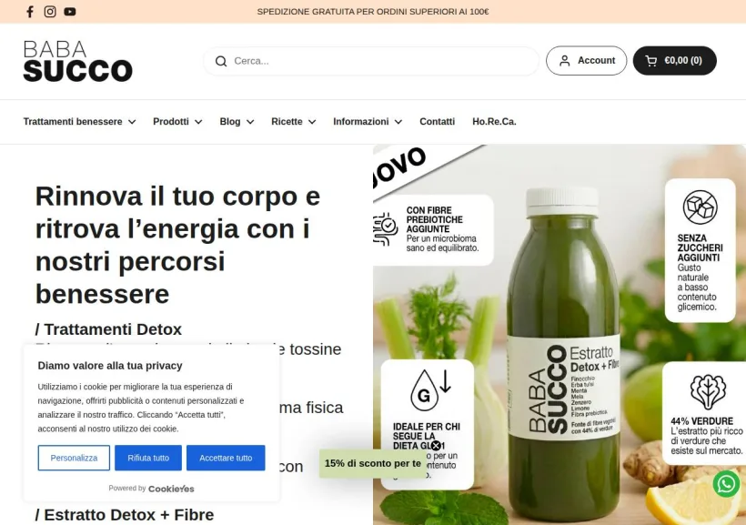 Schermata della pagina offerta di Babasucco