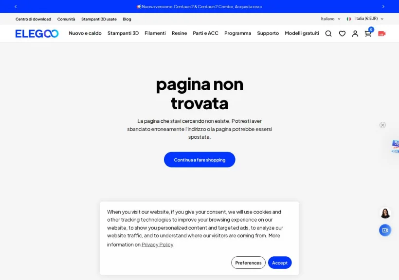 Schermata della pagina offerta di ELEGOO