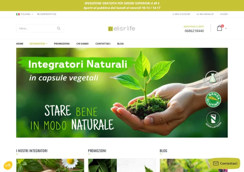 Schermata della pagina offerta di Elisir Life