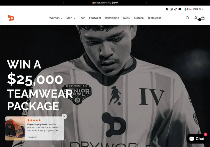 Schermata della pagina offerta di DRYWORLD