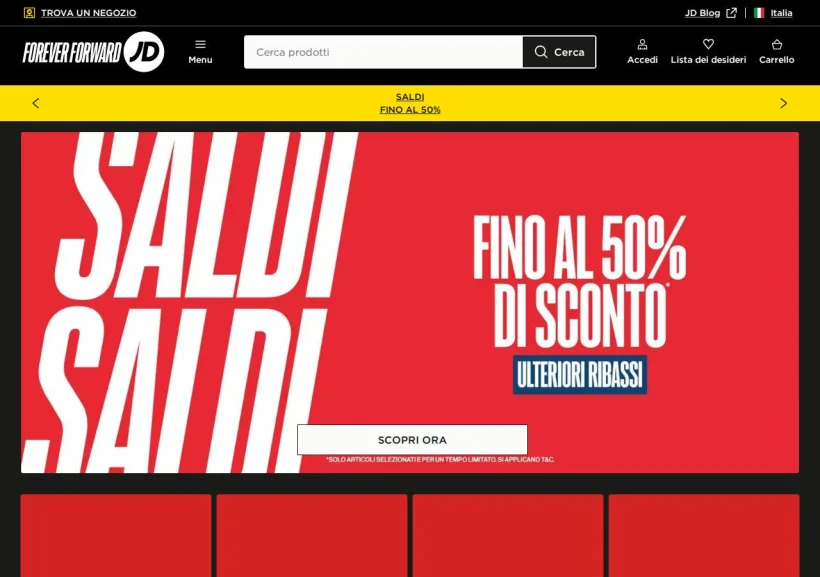 Schermata della pagina offerta di JD Sports