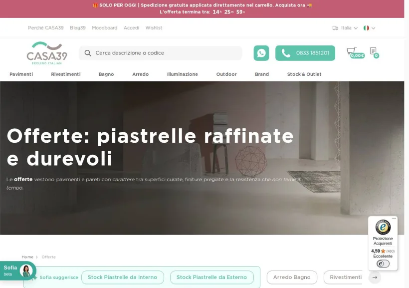 Schermata della pagina offerta di Casa39