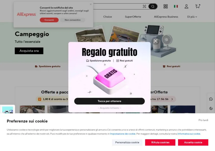 Schermata della pagina offerta di AliExpress IT