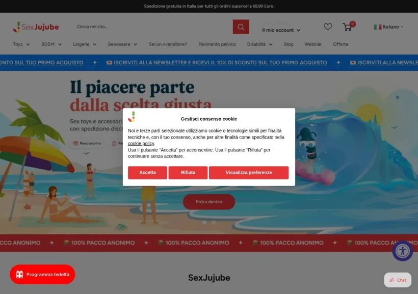 Schermata della pagina offerta di SexJujube