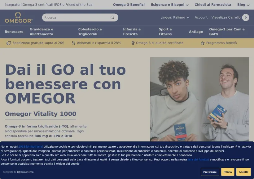 Schermata della pagina offerta di Omegor