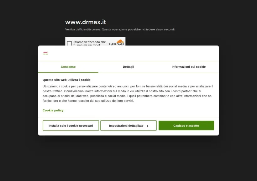 Schermata della pagina offerta di Drmax