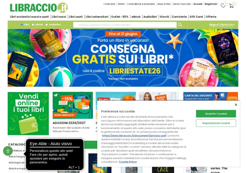 Schermata della pagina offerta di Libraccio