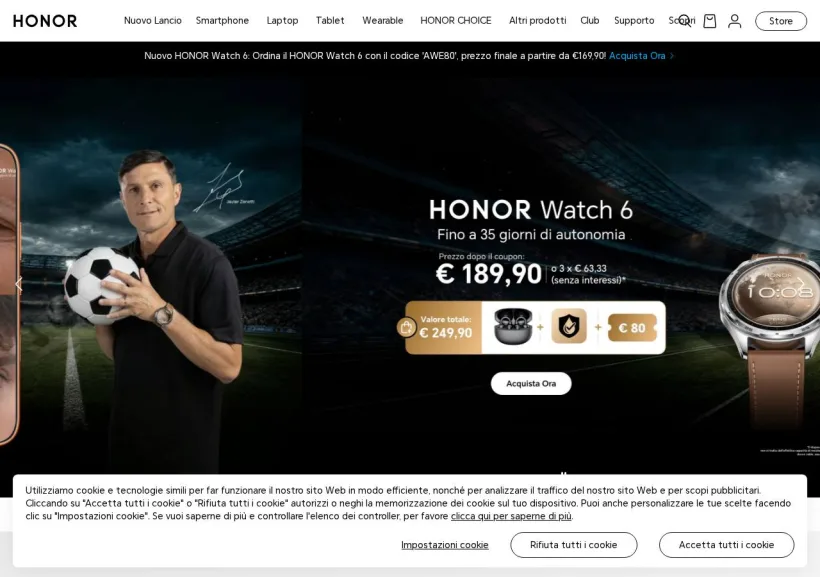 Schermata della pagina offerta di Honor 