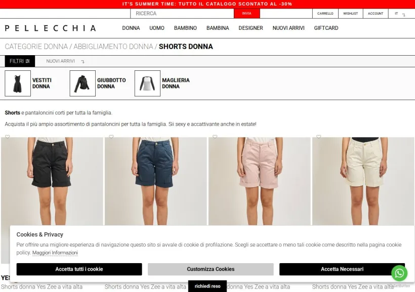 Schermata della pagina offerta di Pellecchia