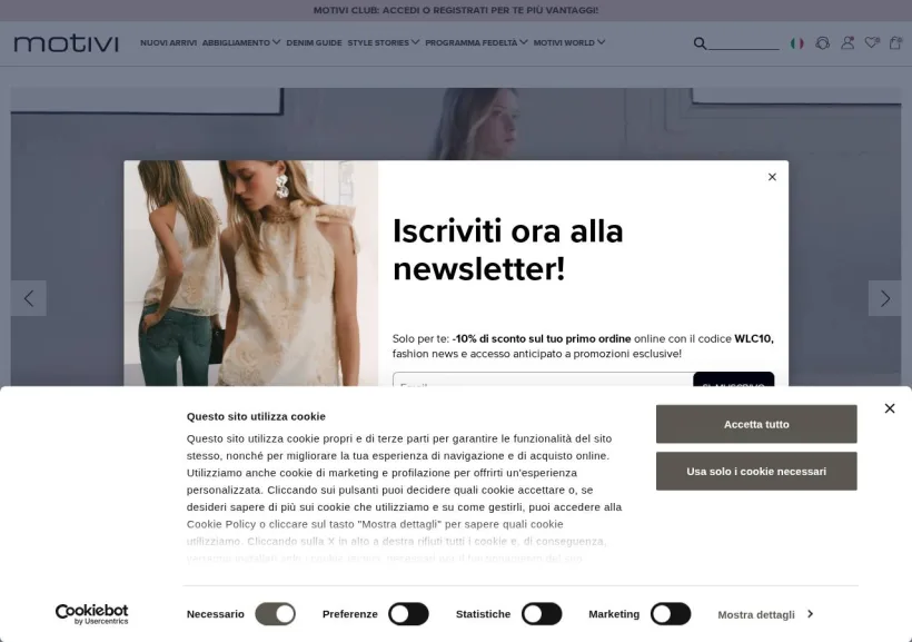 Schermata della pagina offerta di Motivi