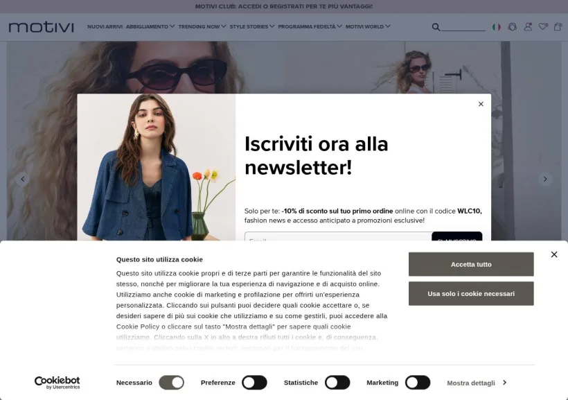 Schermata della pagina offerta di Motivi