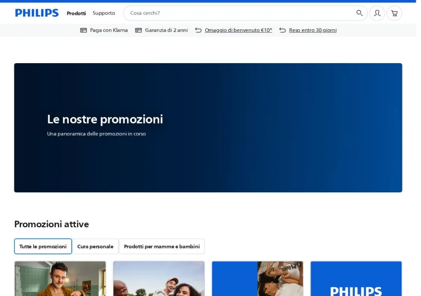 Schermata della pagina offerta di Philips