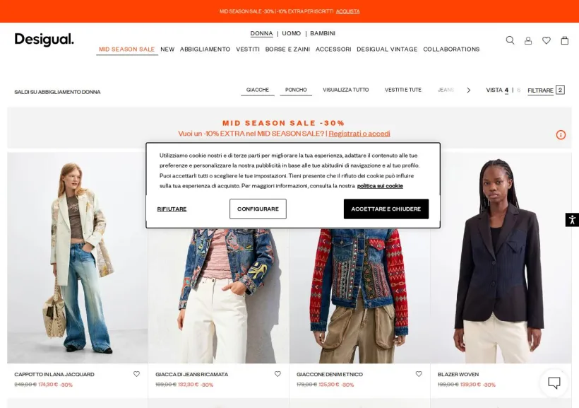Schermata della pagina offerta di Desigual