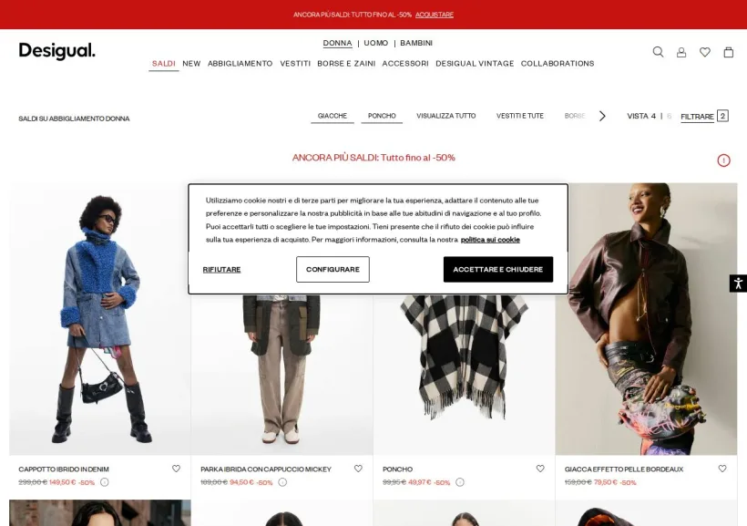 Schermata della pagina offerta di Desigual