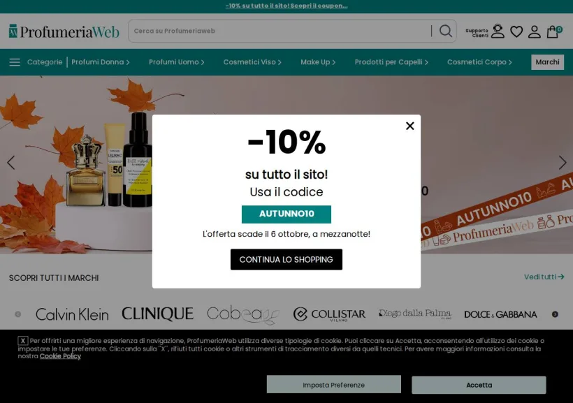 Schermata della pagina offerta di Profumeriaweb 