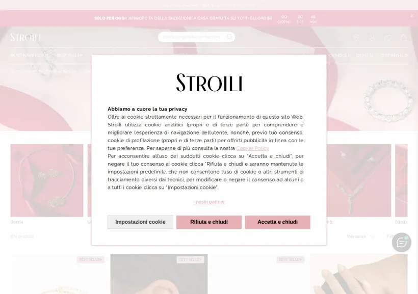 Schermata della pagina offerta di Stroili Oro