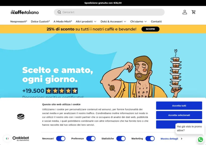 Schermata della pagina offerta di Il Caffè Italiano