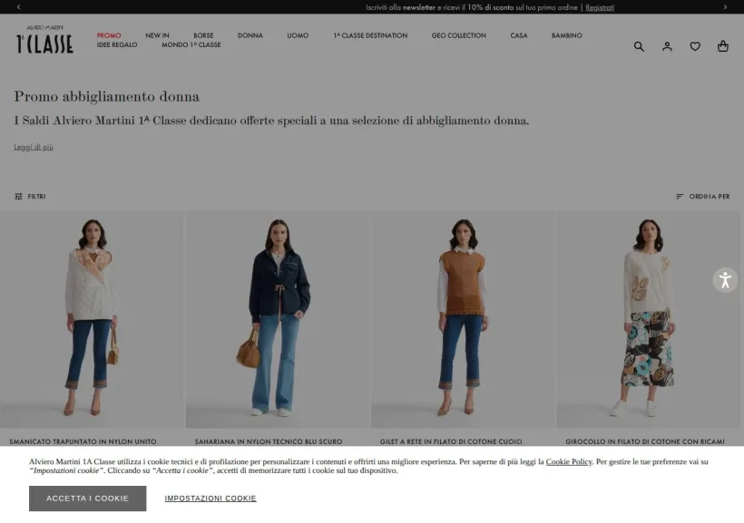 Schermata della pagina offerta di Alviero Martini