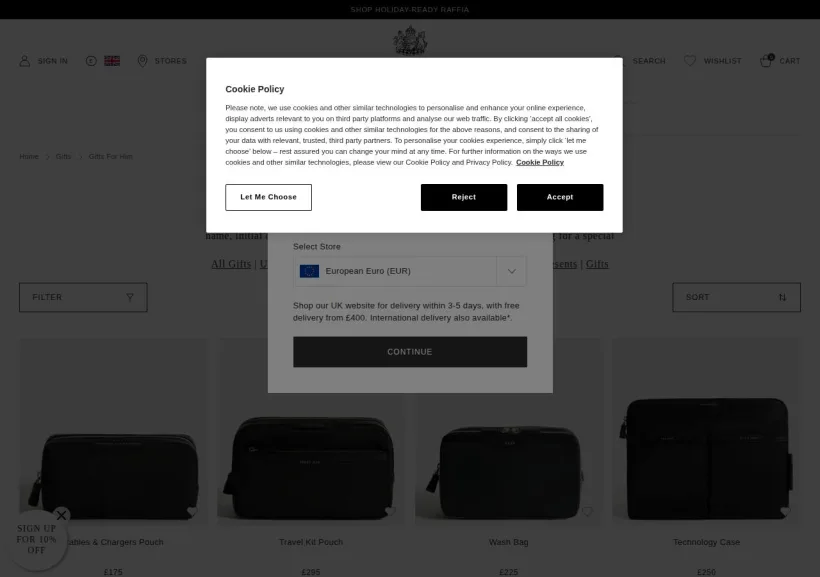 Schermata della pagina offerta di Anya Hindmarch