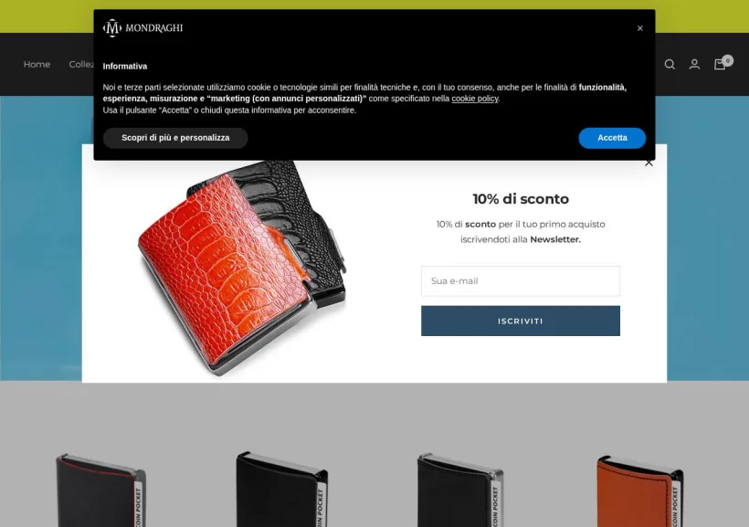 Schermata della pagina offerta di Mondraghi Mini-Wallet