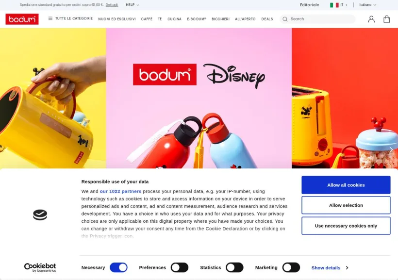 Schermata della pagina offerta di Bodum