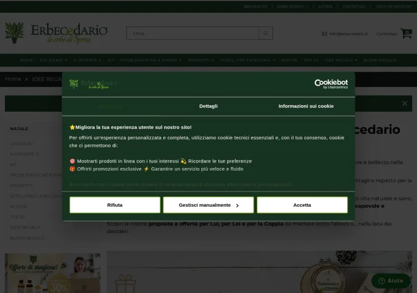 Schermata della pagina offerta di Erbecedario