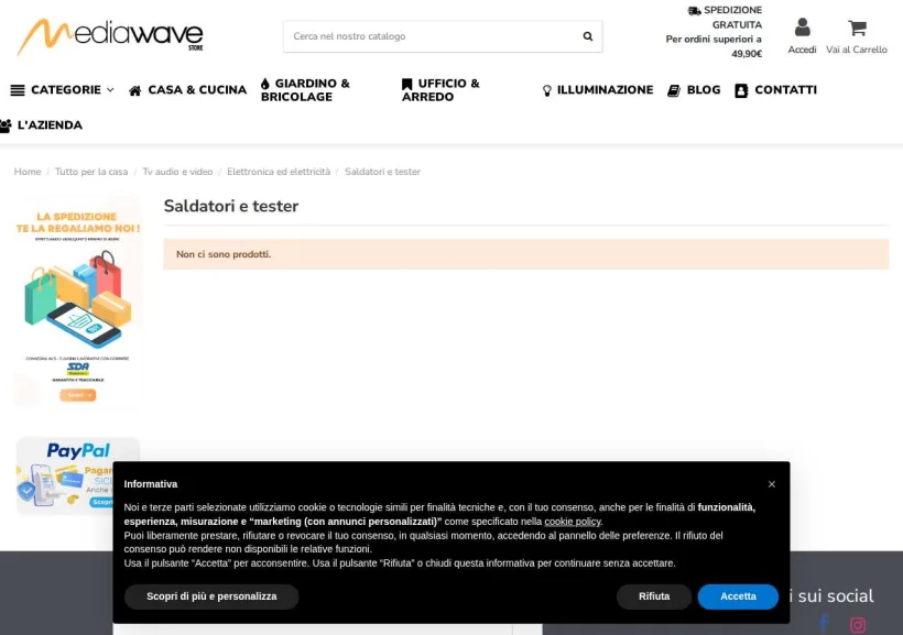 Schermata della pagina offerta di Mediawavestore