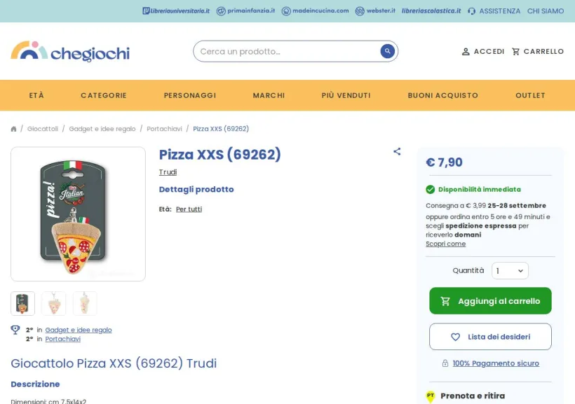 Schermata della pagina offerta di Che Giochi