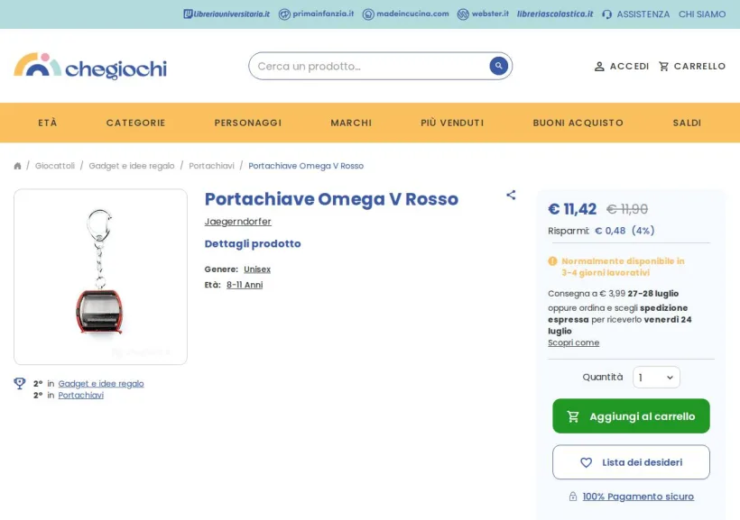 Schermata della pagina offerta di Che Giochi