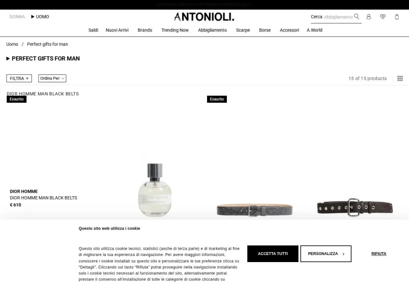 Schermata della pagina offerta di Antonioli