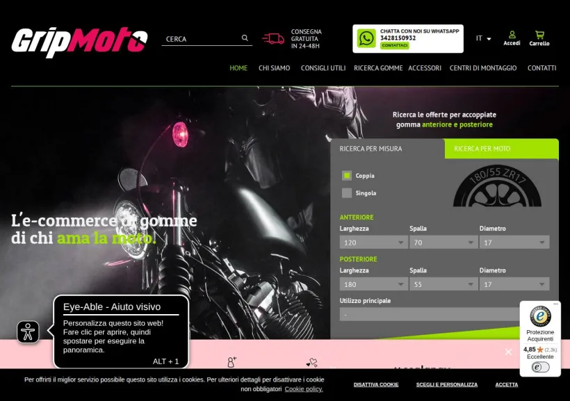 Schermata della pagina offerta di Grip Moto