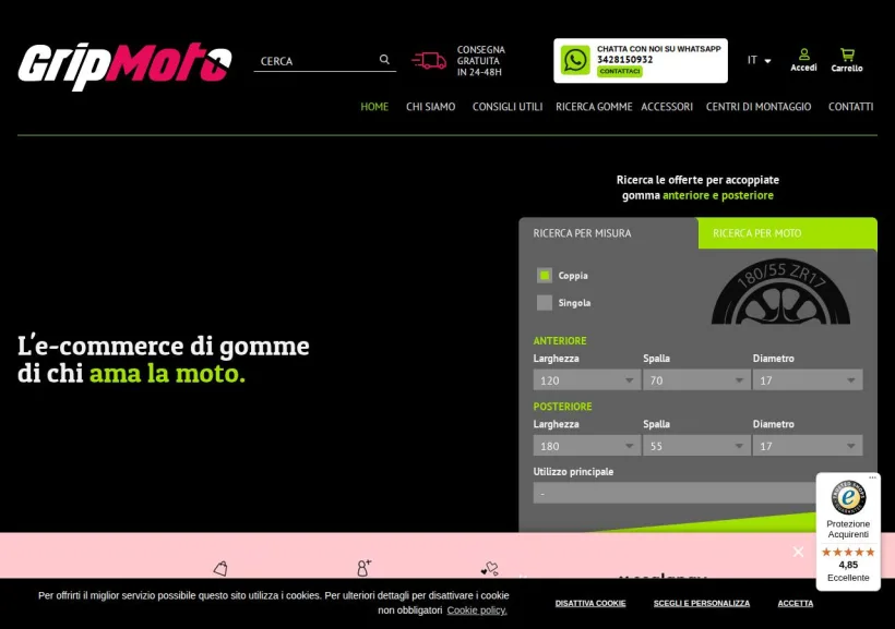 Schermata della pagina offerta di Grip Moto
