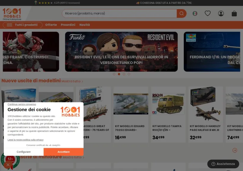 Schermata della pagina offerta di 1001 Modellini
