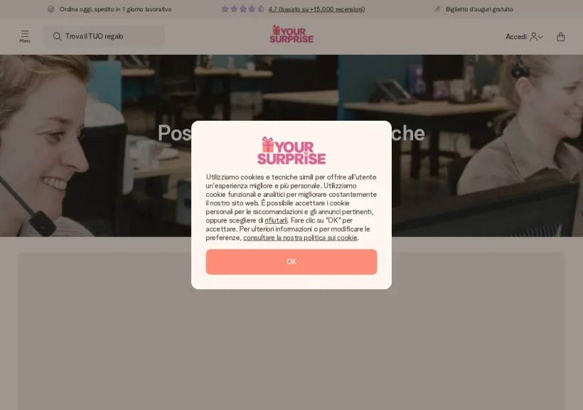 Schermata della pagina offerta di yoursurprise