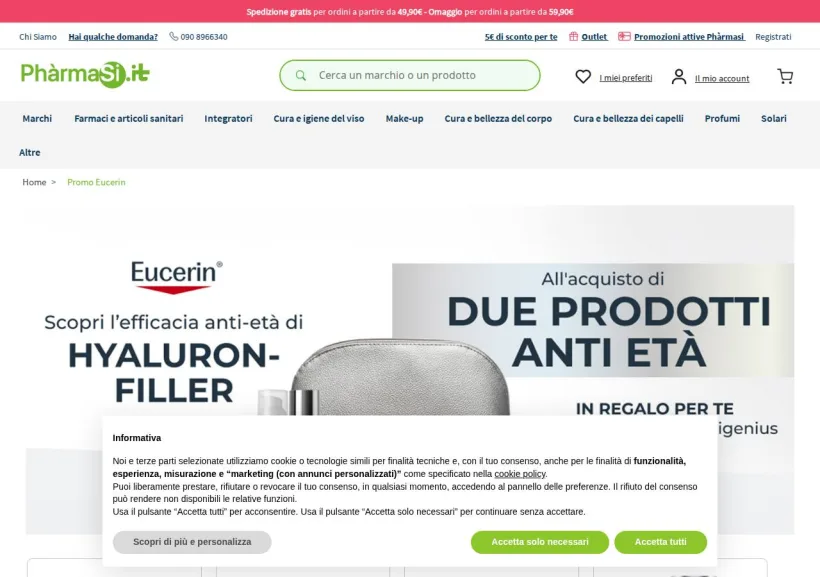 Schermata della pagina offerta di Pharmasi