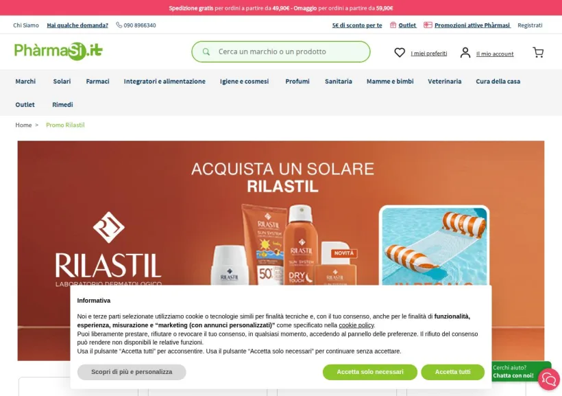 Schermata della pagina offerta di Pharmasi