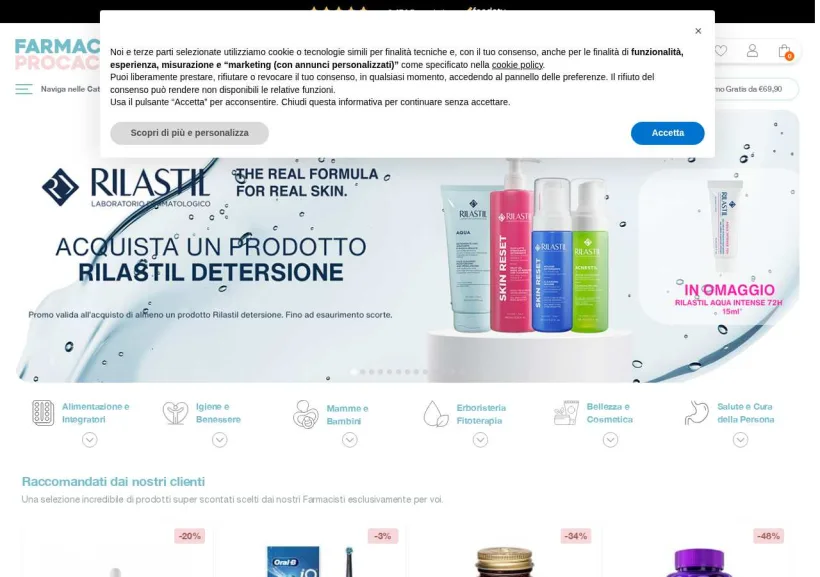 Schermata della pagina offerta di Farmacia Procaccini