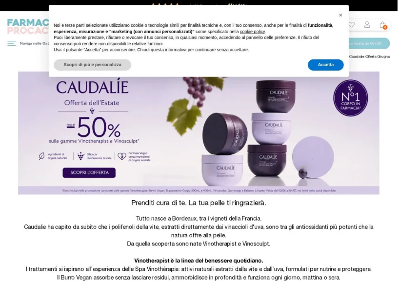 Schermata della pagina offerta di Farmacia Procaccini