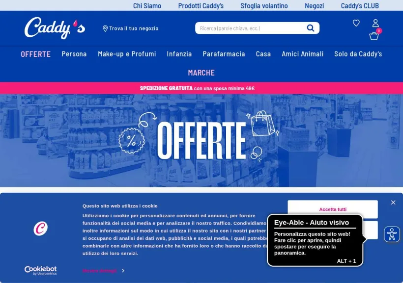 Schermata della pagina offerta di Caddy's