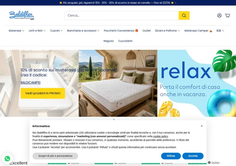 Schermata della pagina offerta di Baldiflex