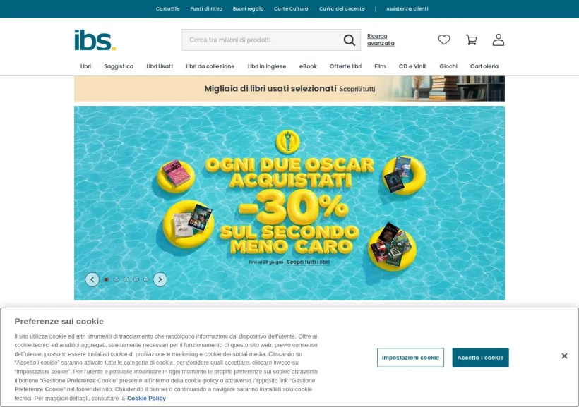 Schermata della pagina offerta di IBS