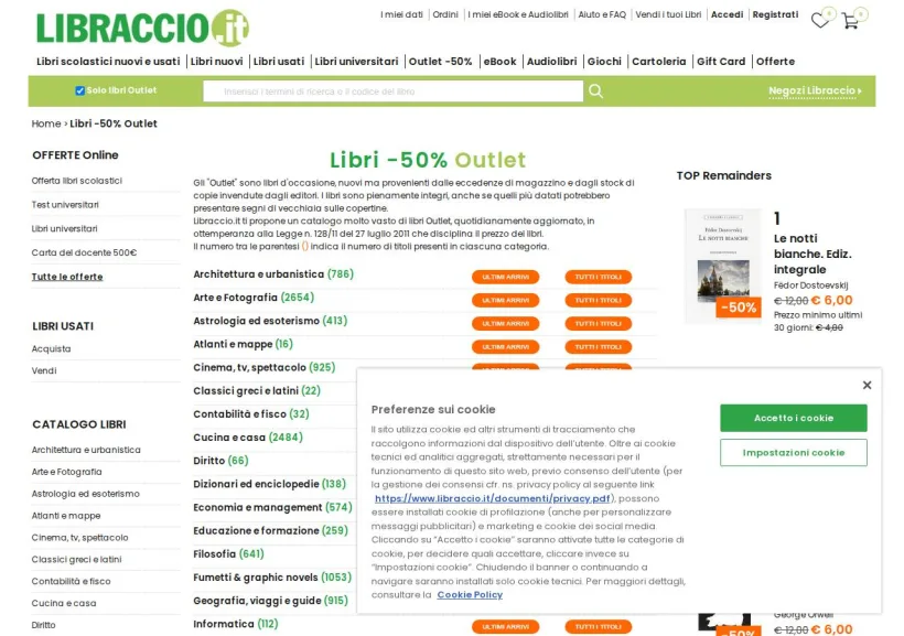 Schermata della pagina offerta di Libraccio