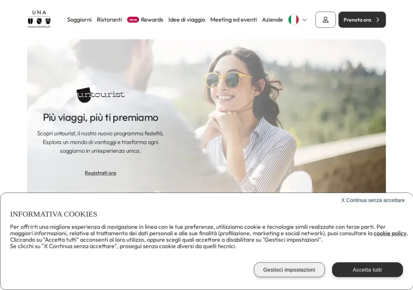 Schermata della pagina offerta di Una Hotels & Resorts