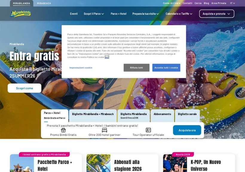 Schermata della pagina offerta di Mirabilandia