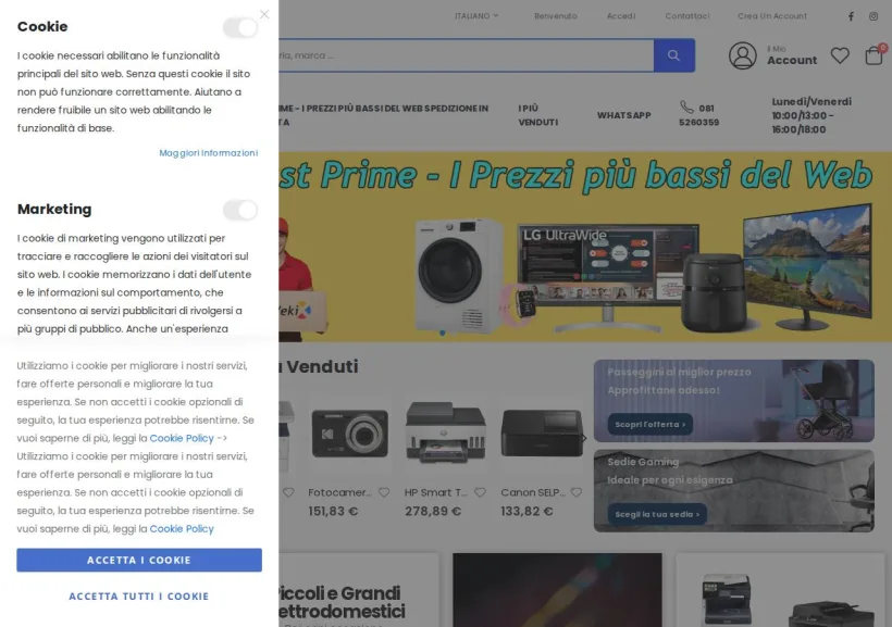 Schermata della pagina offerta di eWeki