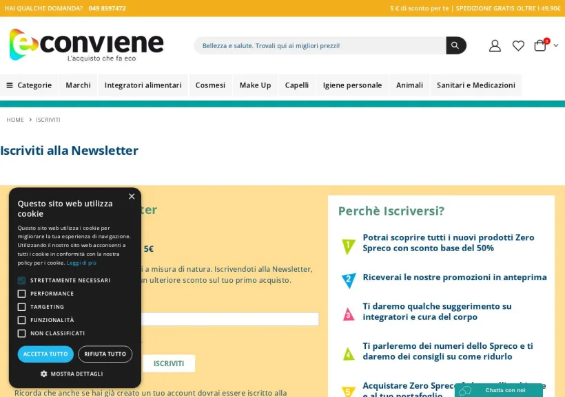 Schermata della pagina offerta di Econviene