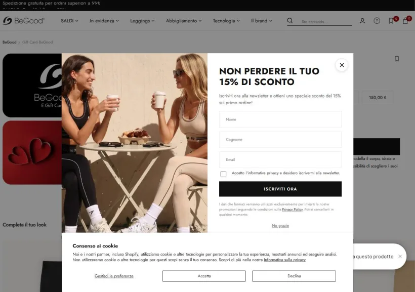 Schermata della pagina offerta di BeGood