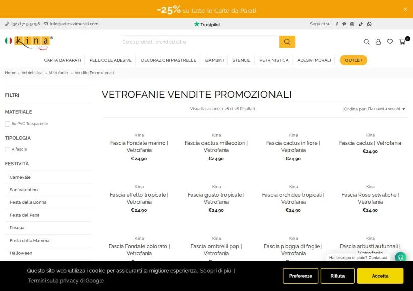 Schermata della pagina offerta di Adesivi Murali