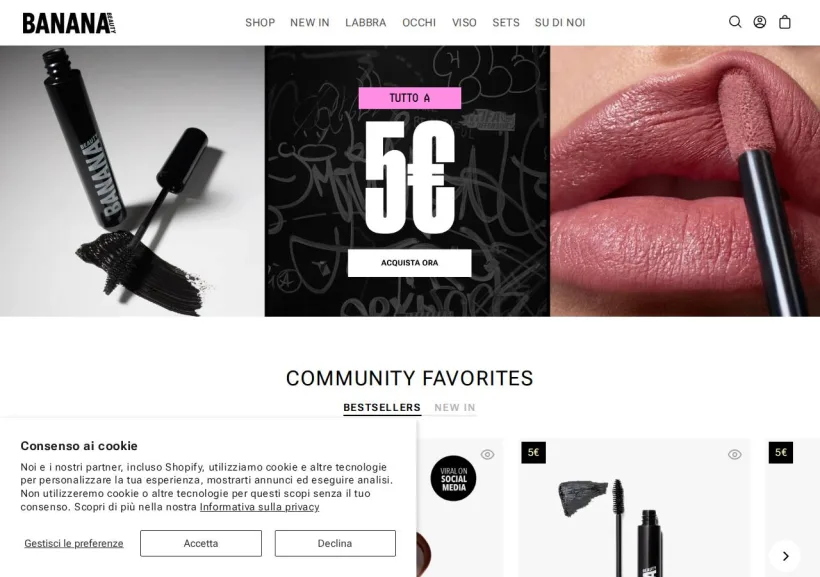 Schermata della pagina offerta di Banana Beauty