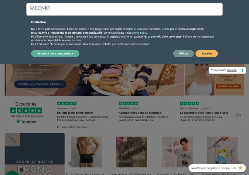 Schermata della pagina offerta di Baronionline